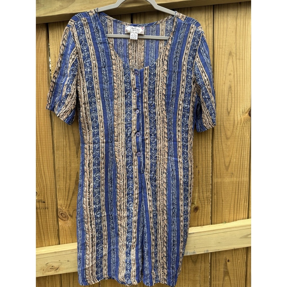 Sophisticates VTG Patterned Lightweight‎ Short Sleeve Romper Women's Medium EUC